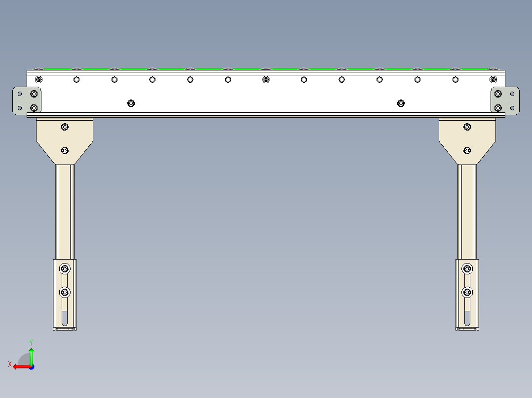 带有滚筒电机和D5皮带驱动的滚筒输送机设计后视图