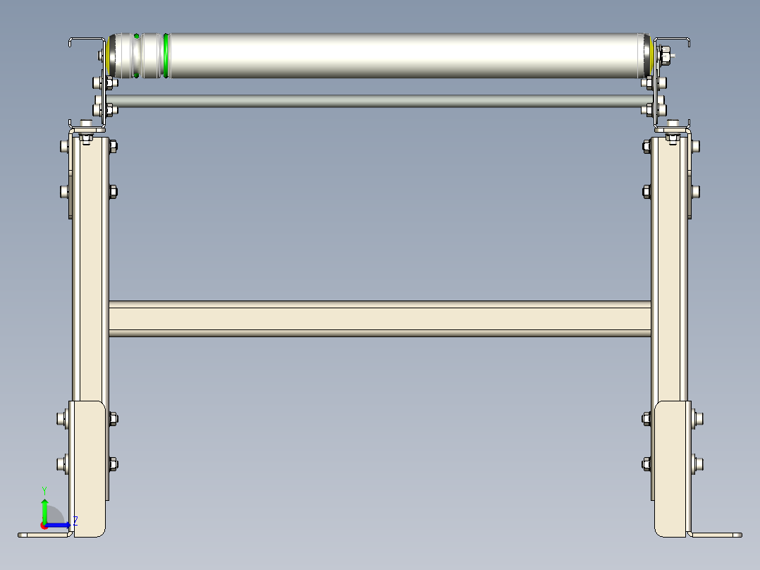 带有滚筒电机和D5皮带驱动的滚筒输送机设计左视图
