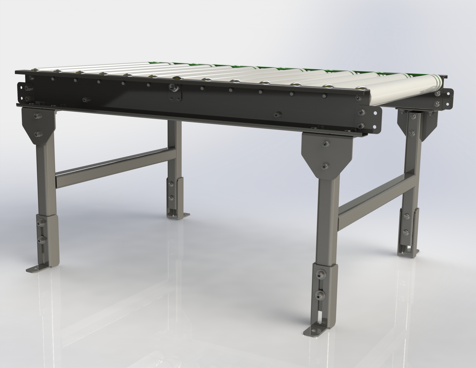 带有滚筒电机和D5皮带驱动的滚筒输送机设计