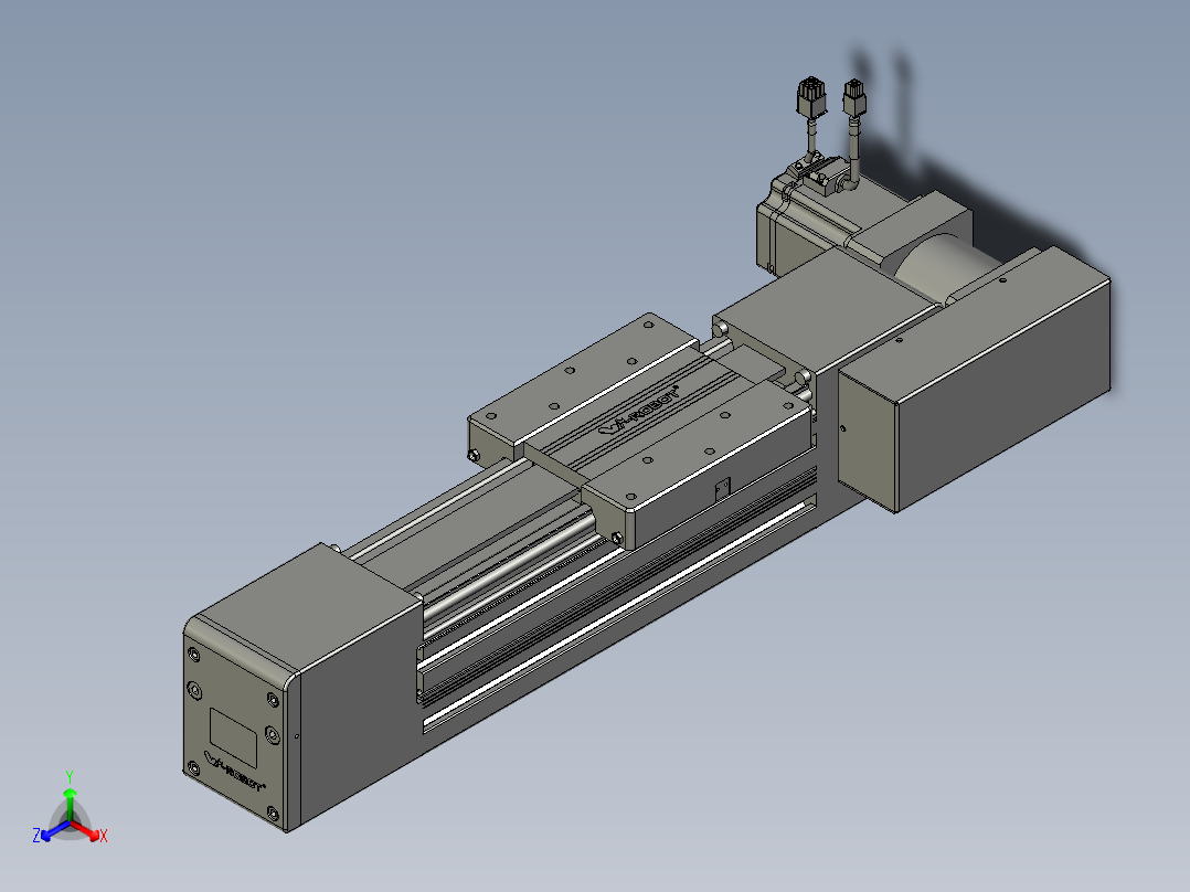 威洛博直线电机模组EB10-L224-S150-BR-ZP75-MS3-5K正等轴测图