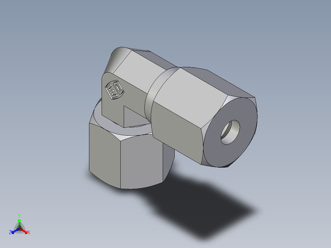 卡套式工业通用硬管接头EO_Swivel_nut_elbow_EW06ZS71正等轴测图
