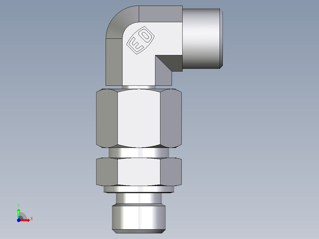 卡套式工业通用硬管接头EO_Assembled_adjustable_standpipe_elbow_EVW10SMOMD71前视图