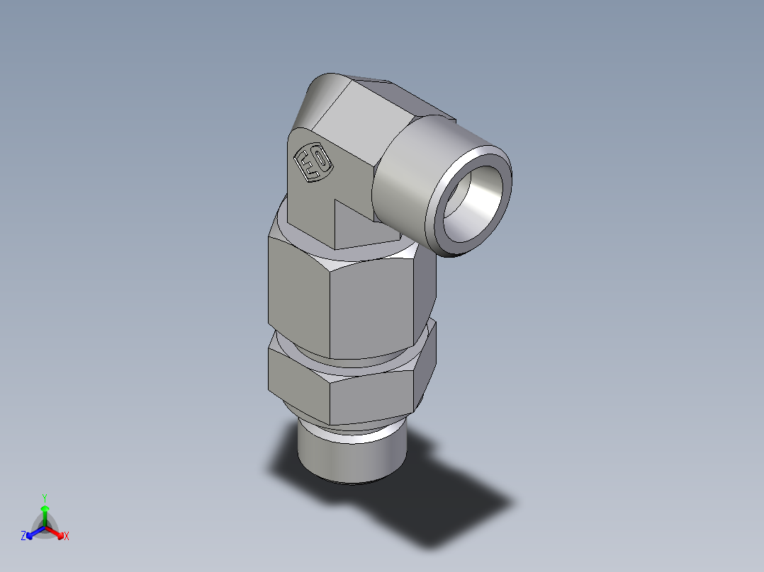 卡套式工业通用硬管接头EO_Assembled_adjustable_standpipe_elbow_EVW10SMOMD71正等轴测图