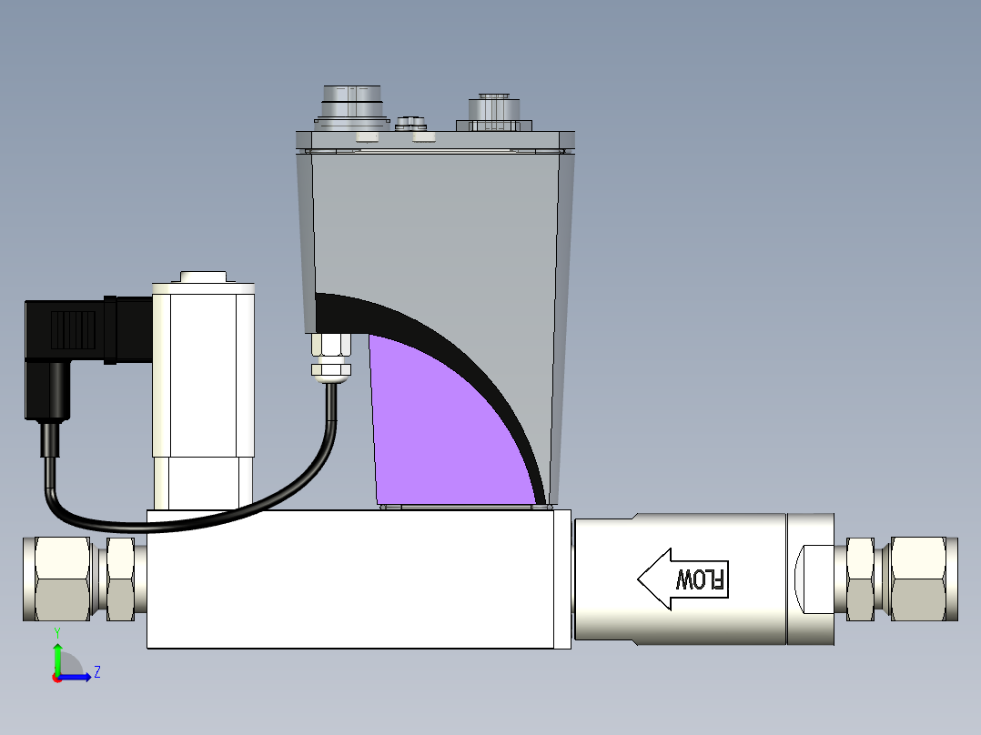 适用于低-中流量的工业型气体质量流量控制器左视图