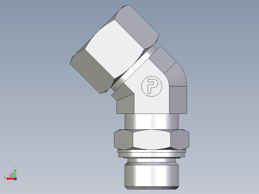 卡套式工业通用硬管接头EO_Adjustable_locknut_45_deg_elbow_VEE20ZSMCF后视图