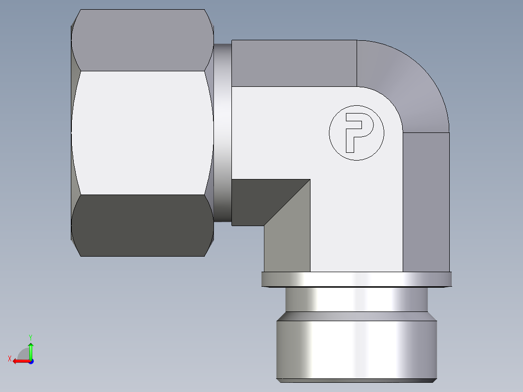 卡套式工业通用硬管接头EO_Male_stud_elbow_WE20SM71后视图