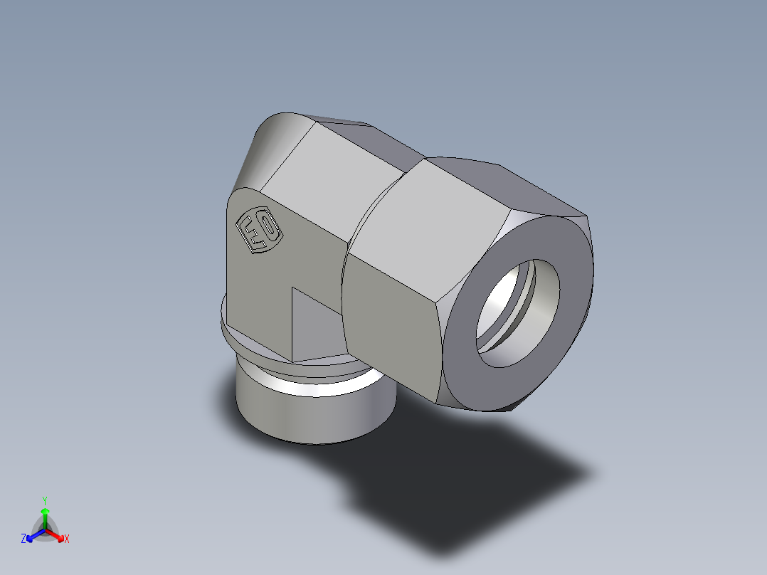 卡套式工业通用硬管接头EO_Male_stud_elbow_WE20SM71正等轴测图