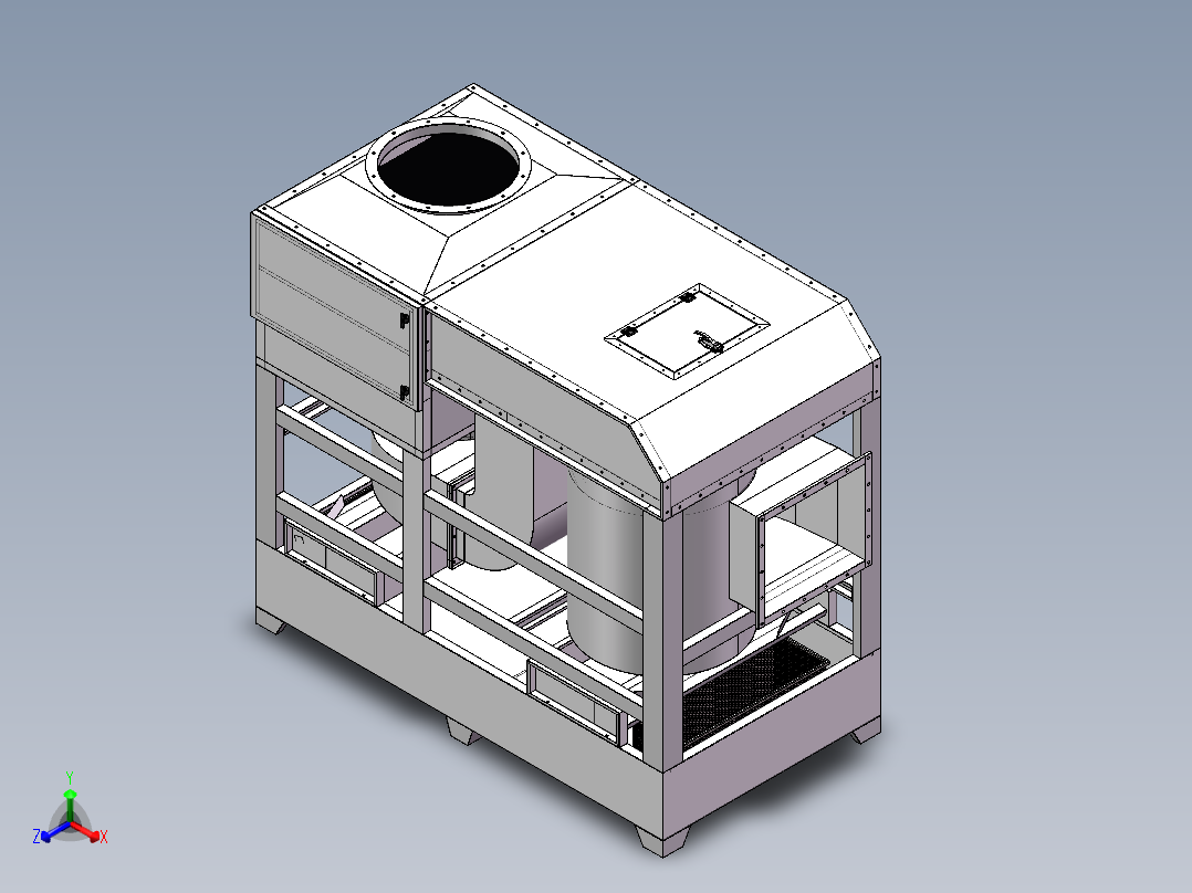 2万风量双级混合气旋喷淋塔sw20可编辑正等轴测图