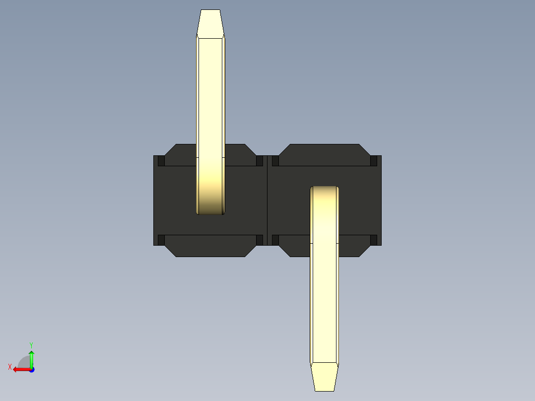 彩色公排针 100mil 2.54mm 系列-DS1022_black_02p_100mil_Type_SMT_R2_rev1.0后视图