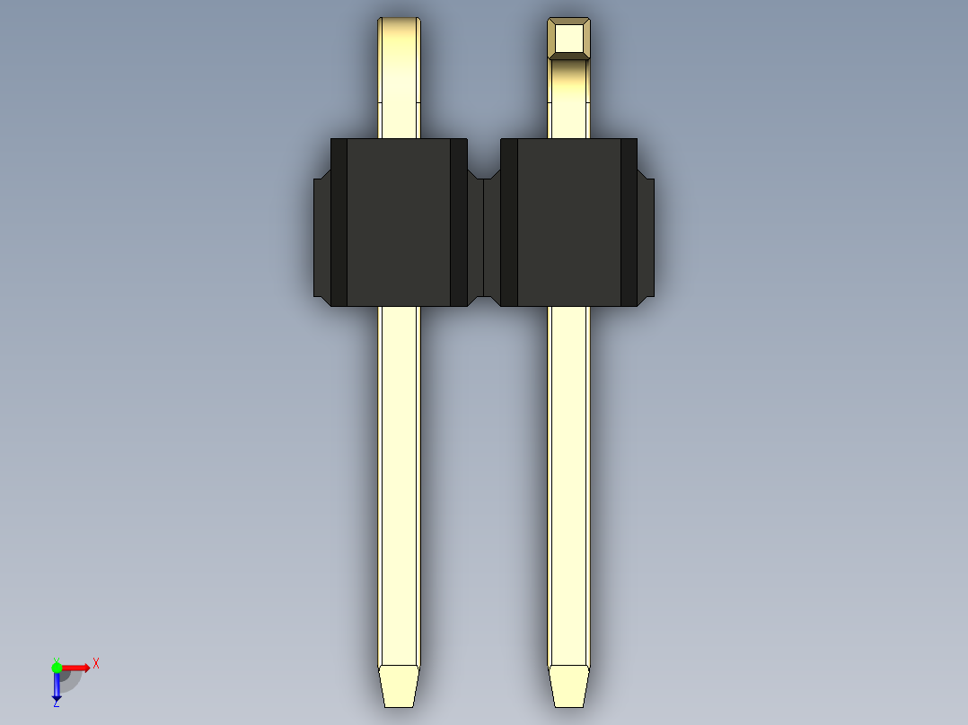 彩色公排针 100mil 2.54mm 系列-DS1022_black_02p_100mil_Type_SMT_R2_rev1.0俯视图