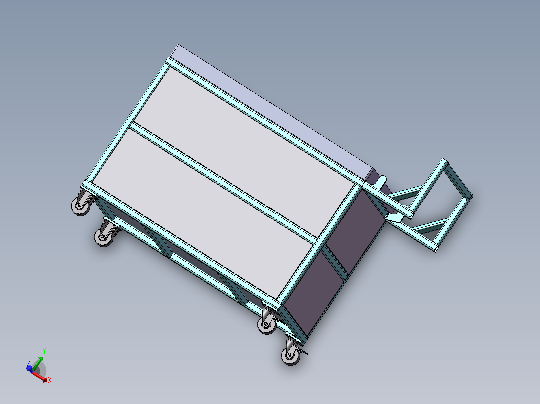 多层手推台车三维SW模型