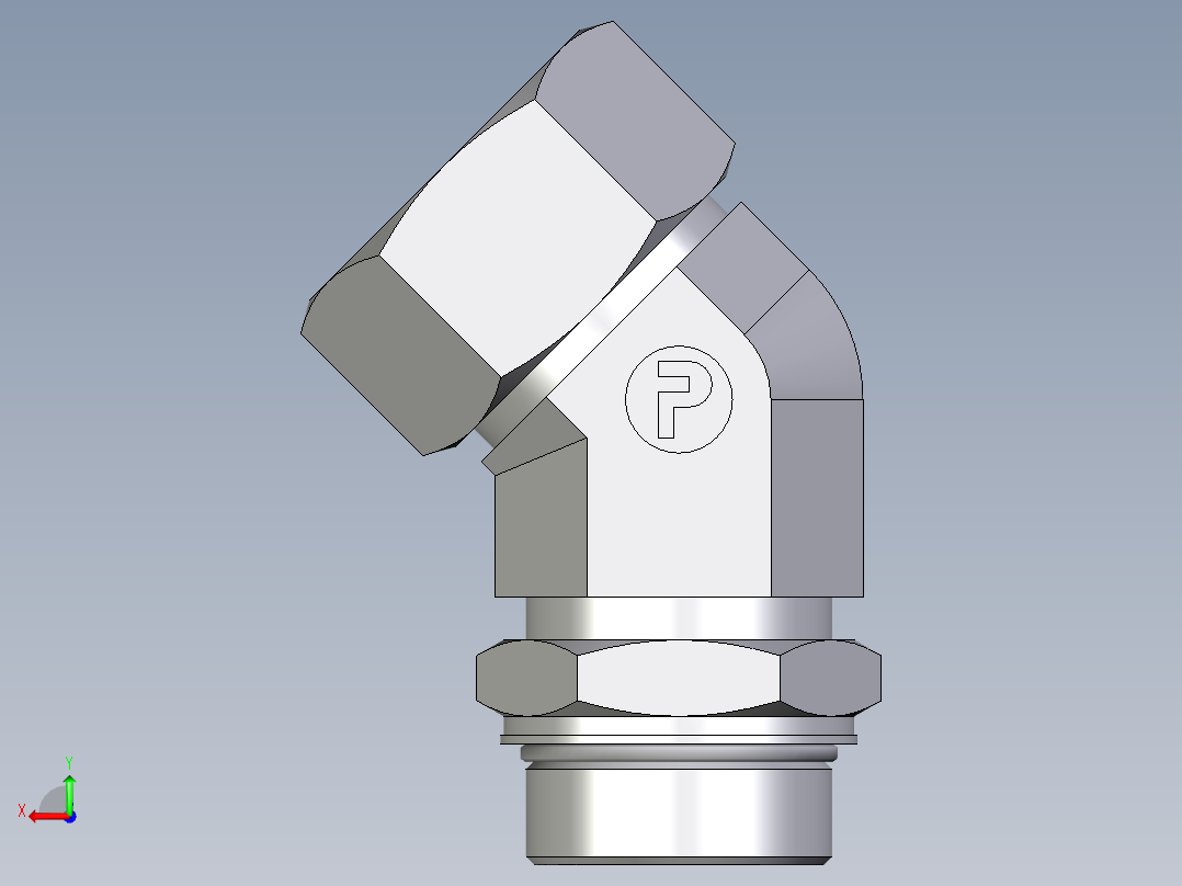 卡套式工业通用硬管接头EO_Adjustable_locknut_45_deg_elbow_VEE38SMORCF后视图