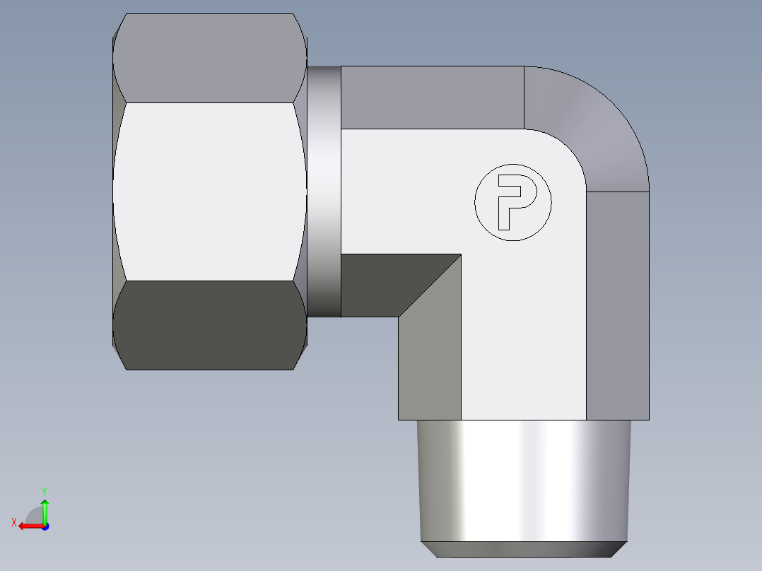 卡套式工业通用硬管接头EO_Male_stud_elbow_WE15LMCF后视图