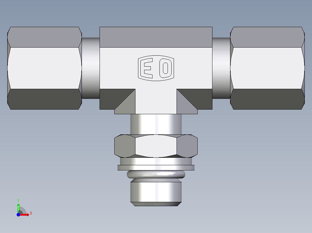 卡套式工业通用硬管接头EO_Adjustable_locknut_branch_tee_TEE06ZLMORCF前视图