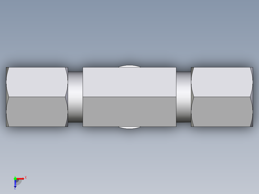 卡套式工业通用硬管接头EO_Adjustable_locknut_branch_tee_TEE06ZLMORCF俯视图
