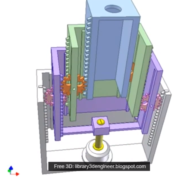 齿轮机械伸缩缸机构3D图纸 STP格式