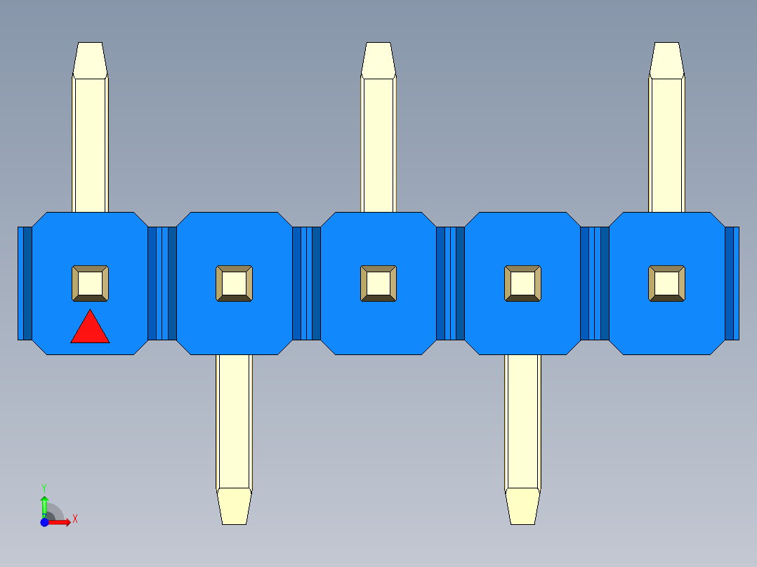 彩色公排针 100mil 2.54mm 系列-DS1022_blue_05p_100mil_Type_SMT_R1_rev1.0前视图