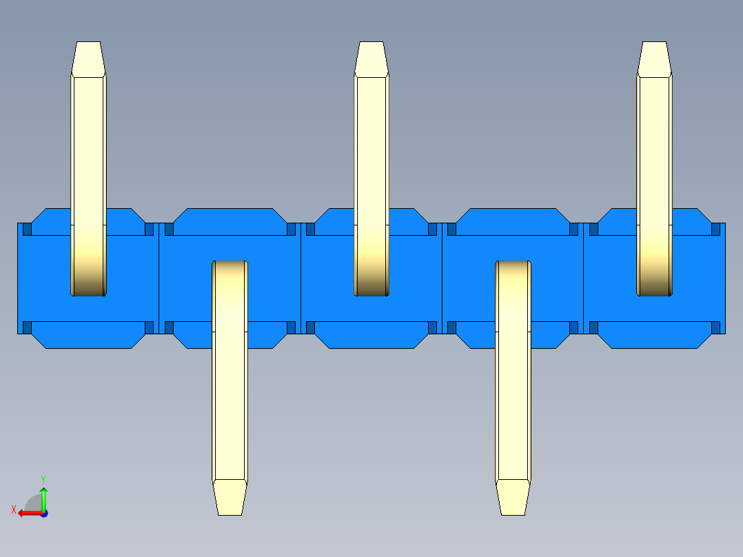 彩色公排针 100mil 2.54mm 系列-DS1022_blue_05p_100mil_Type_SMT_R1_rev1.0后视图