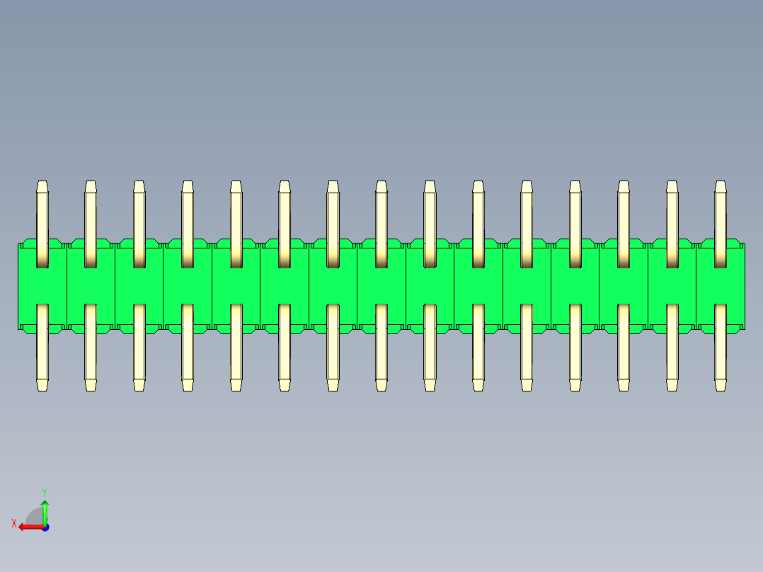 彩色公排针 100mil 2.54mm 系列-DS1022_green_30p_100mil_TypeSMT_rev1.0后视图