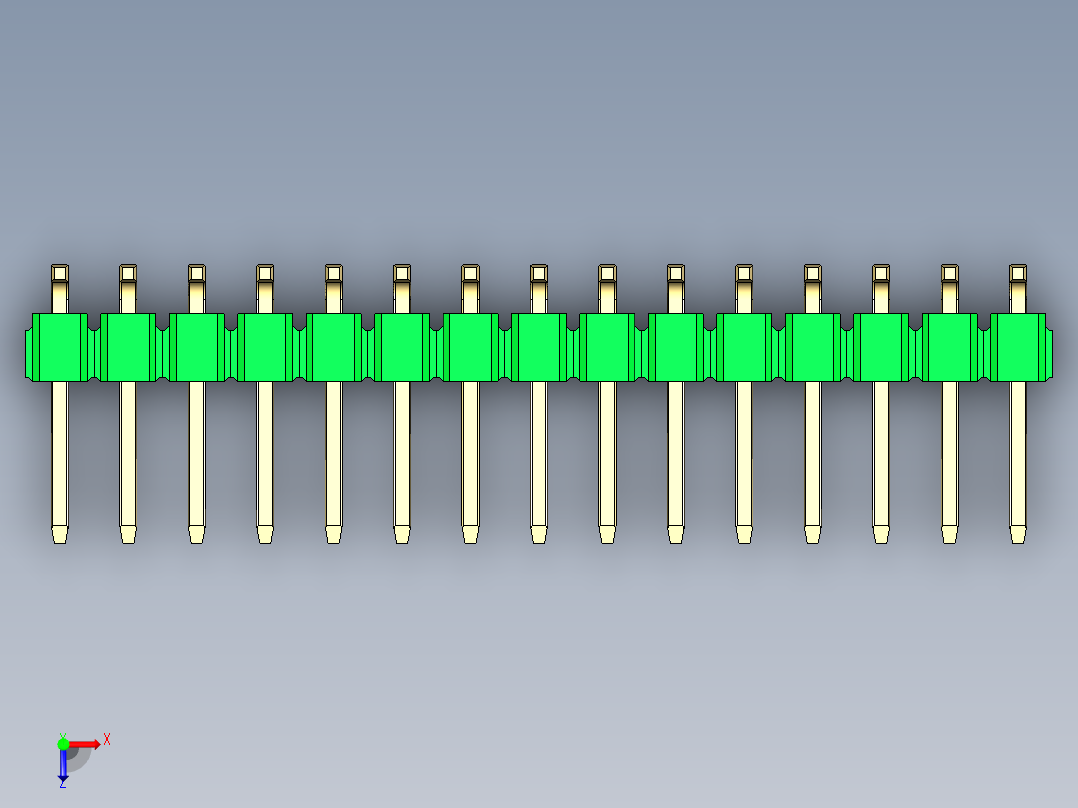 彩色公排针 100mil 2.54mm 系列-DS1022_green_30p_100mil_TypeSMT_rev1.0俯视图
