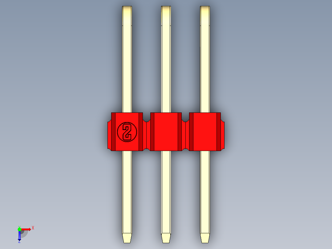 彩色公排针 100mil 2.54mm 系列-DS1022_red_3x03p_100mil_TypeD_rev1.0俯视图