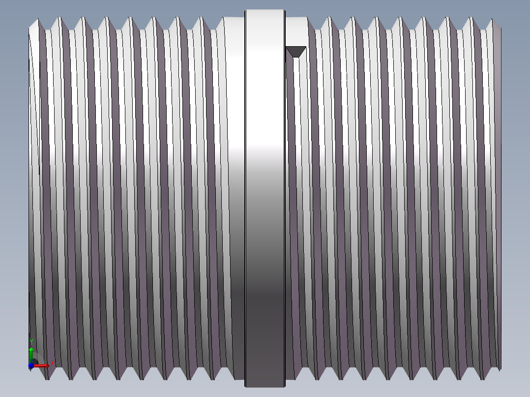 对丝-圆边等径 DN25前视图