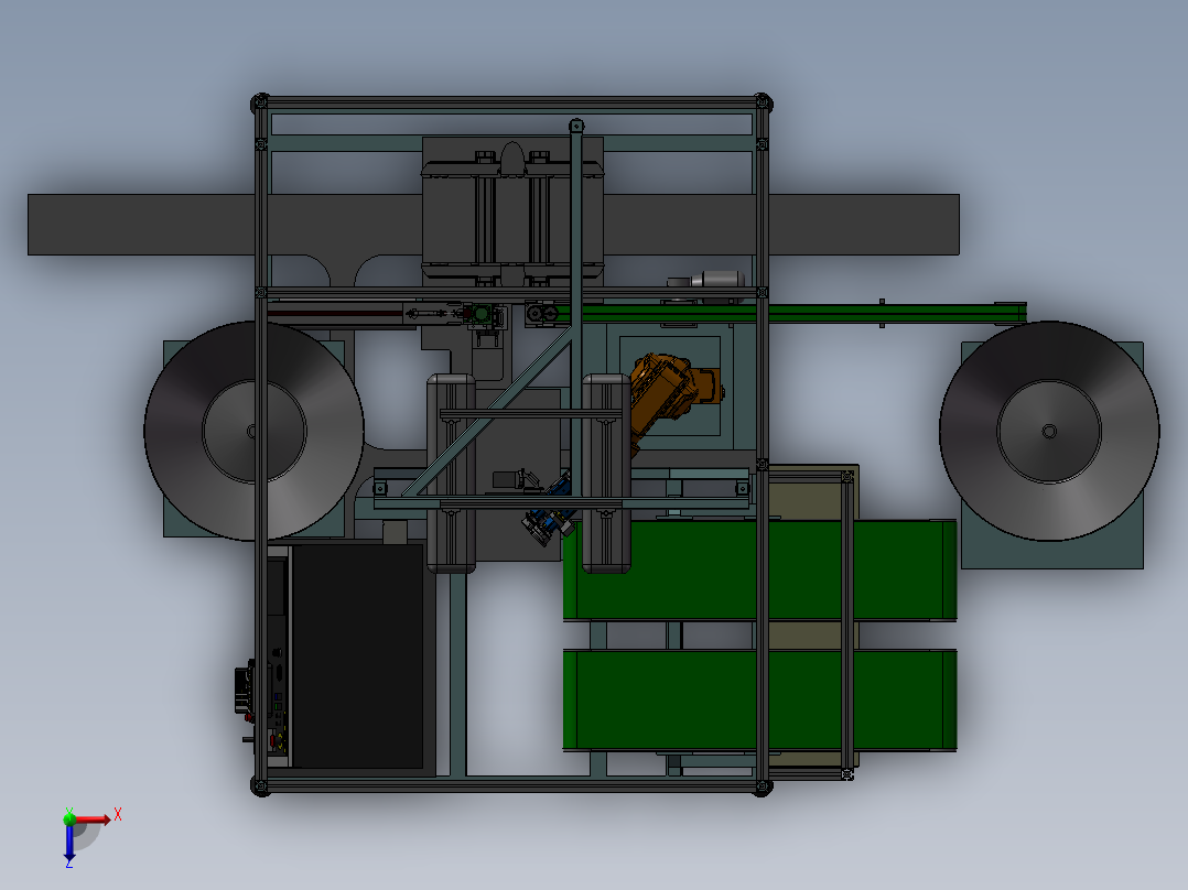 高端机器人双振动盘自动装配俯视图