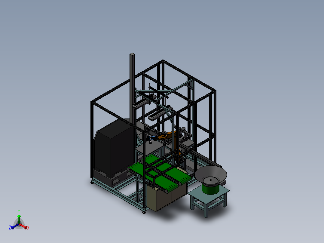 高端机器人双振动盘自动装配正等轴测图