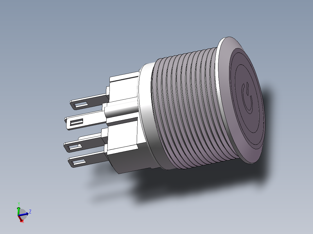 22mm金属按钮三维