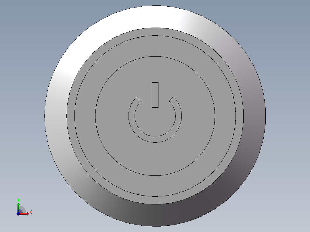 22mm金属按钮三维前视图