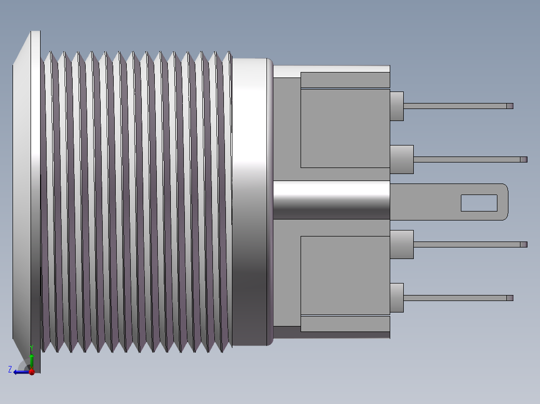22mm金属按钮三维右视图
