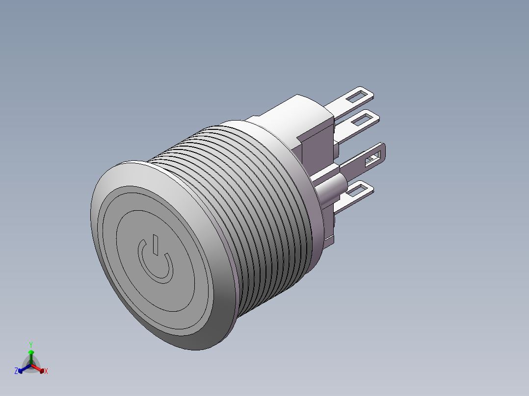 22mm金属按钮三维正等轴测图