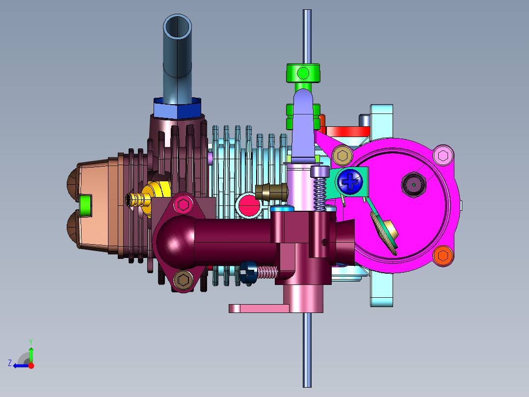 汽油单缸发动机右视图