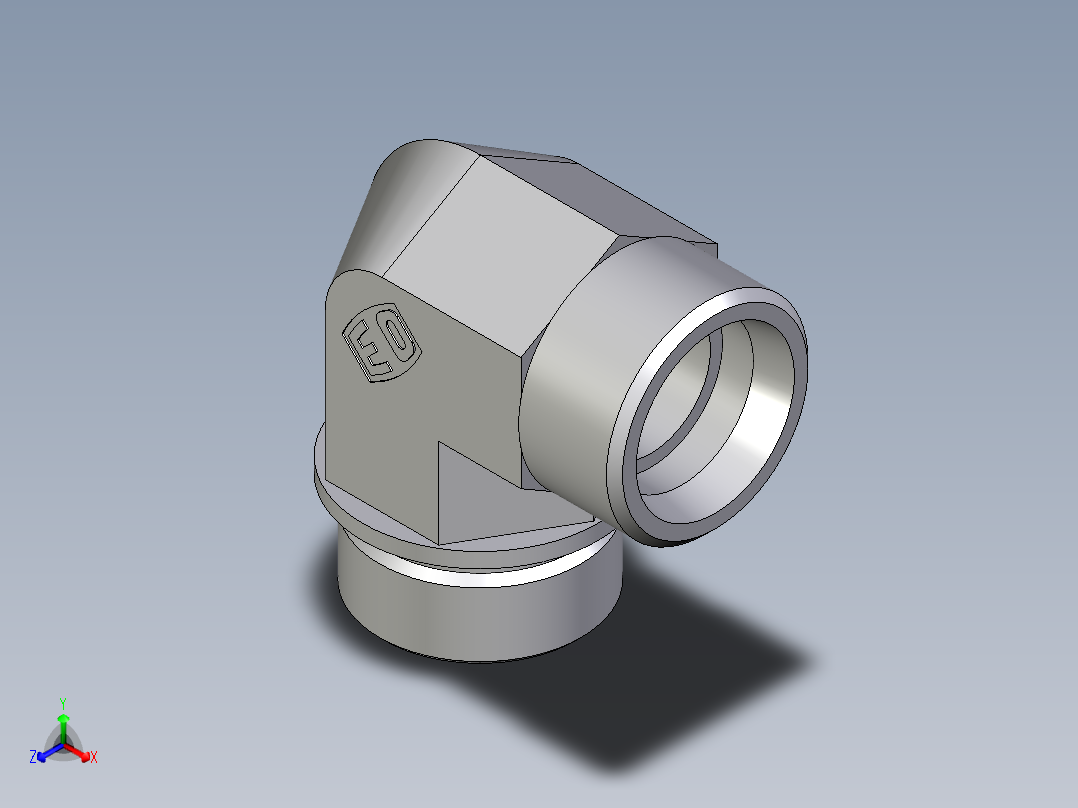 卡套式工业通用硬管接头EO_Male_stud_elbow_WE30SMCFX正等轴测图