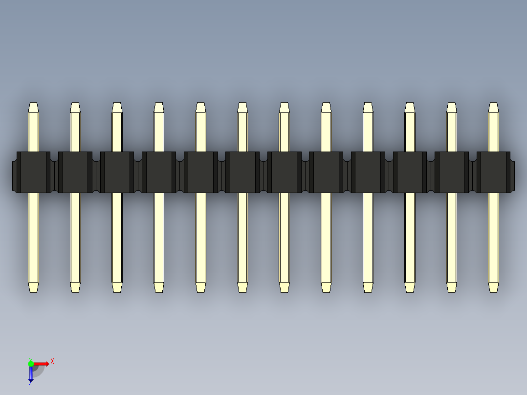 彩色公头100mil（2.54mm）系列-DS1021_black_1x12p_100mil_Type1_rev1.0俯视图
