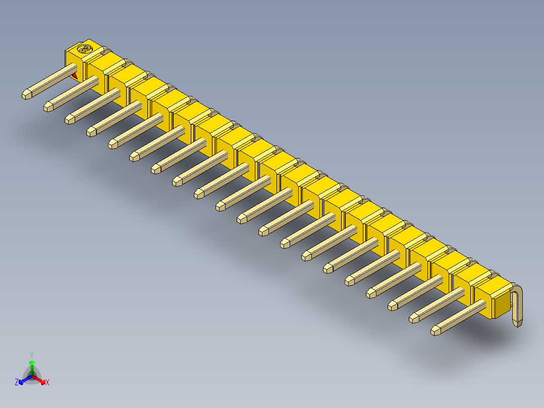 彩色公排针 100mil 2.54mm 系列-DS1022_yellow_1x20p_100mil_TypeD_rev1.0