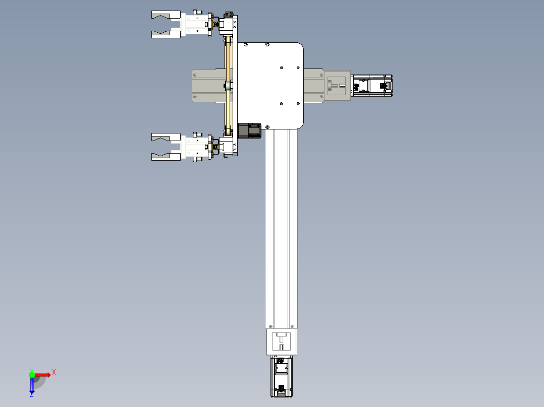 气动机械爪2x2阵型交叉手爪俯视图