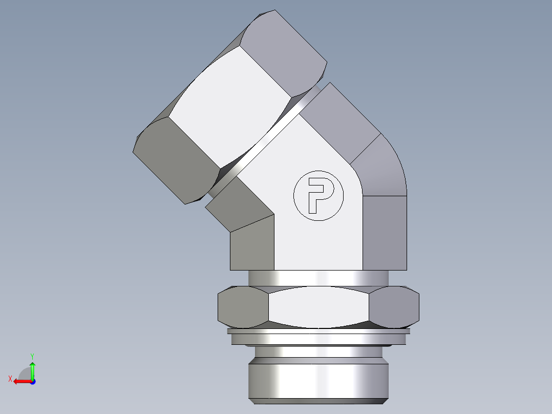 卡套式工业通用硬管接头EO_Adjustable_locknut_45_deg_elbow_VEE28LMCF后视图