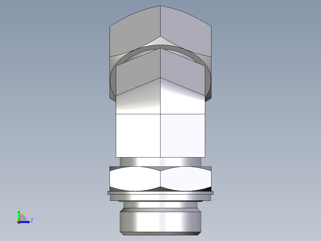 卡套式工业通用硬管接头EO_Adjustable_locknut_45_deg_elbow_VEE28LMCF左视图