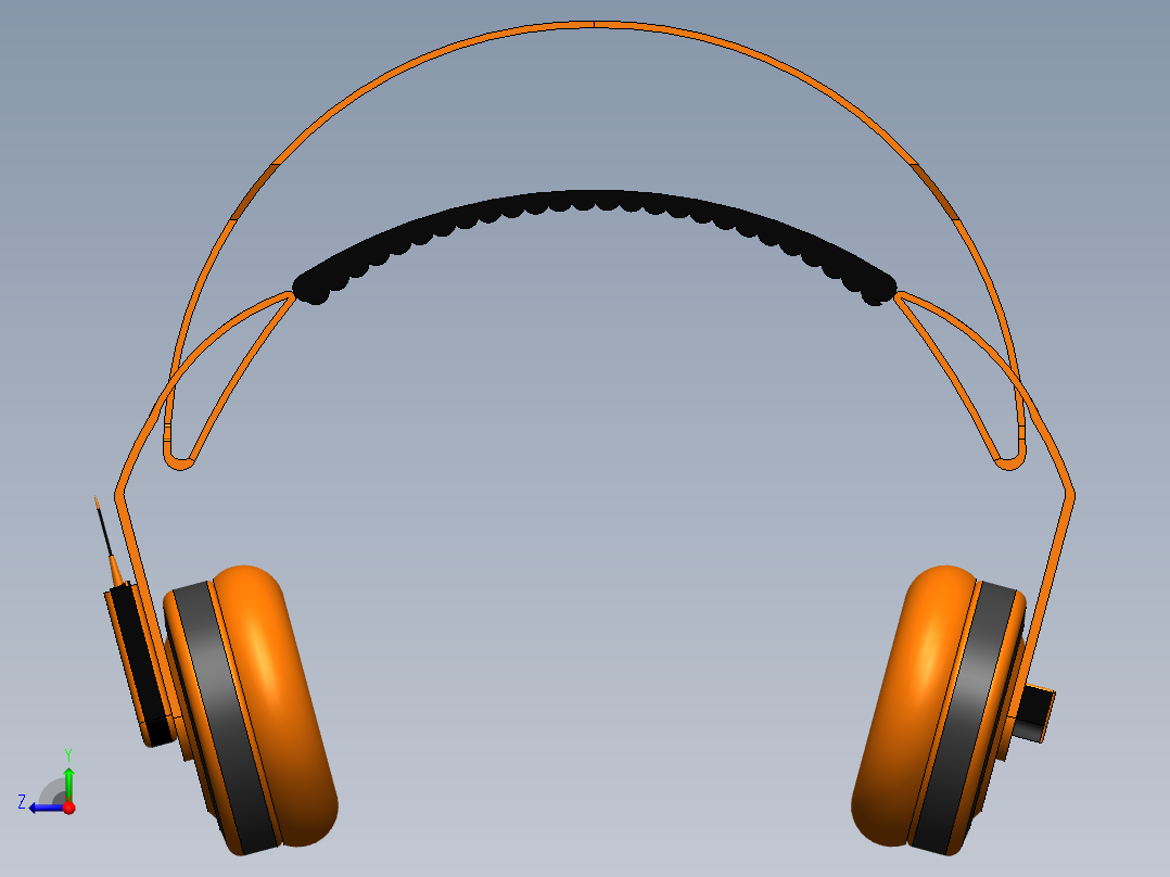27头戴耳机3D数模图纸 Solidworks设计右视图