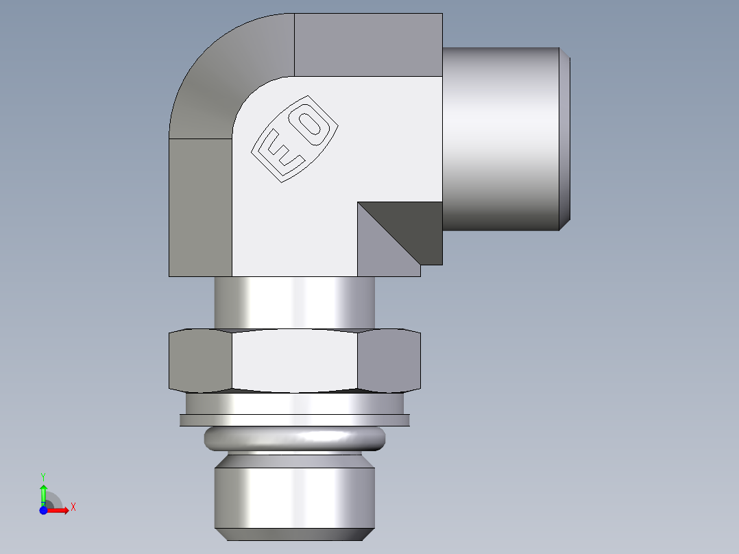 卡套式工业通用硬管接头EO_Adjustable_Locknut_elbow_WEE10LMOROMDCF前视图
