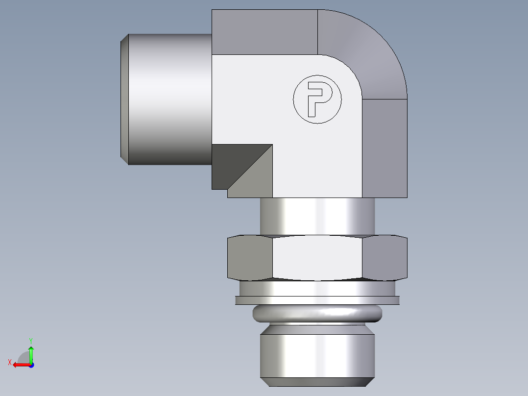 卡套式工业通用硬管接头EO_Adjustable_Locknut_elbow_WEE10LMOROMDCF后视图