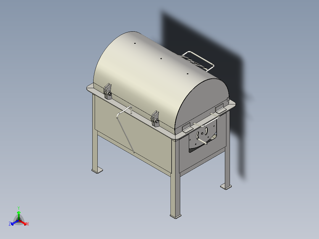 全不锈钢鼓式烧烤机烧烤机正等轴测图