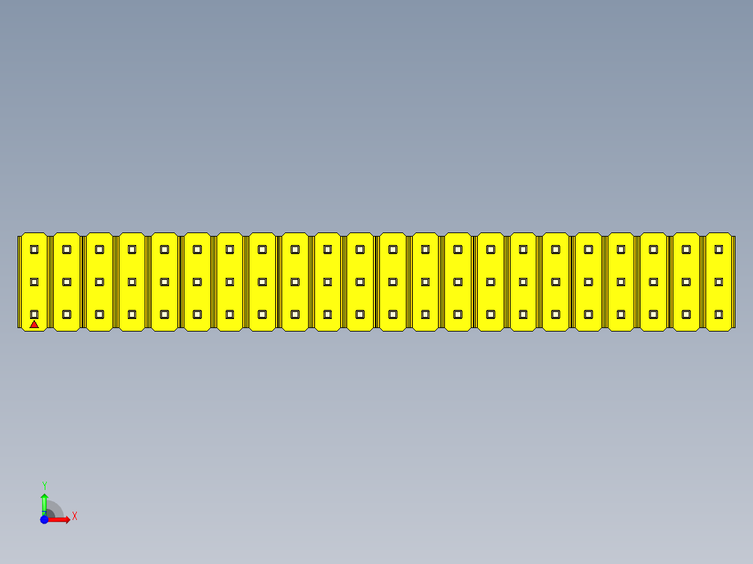 彩色公头100mil（2.54mm）系列-DS1021_yellow_3x22p_100mil_Type5_rev1.0前视图