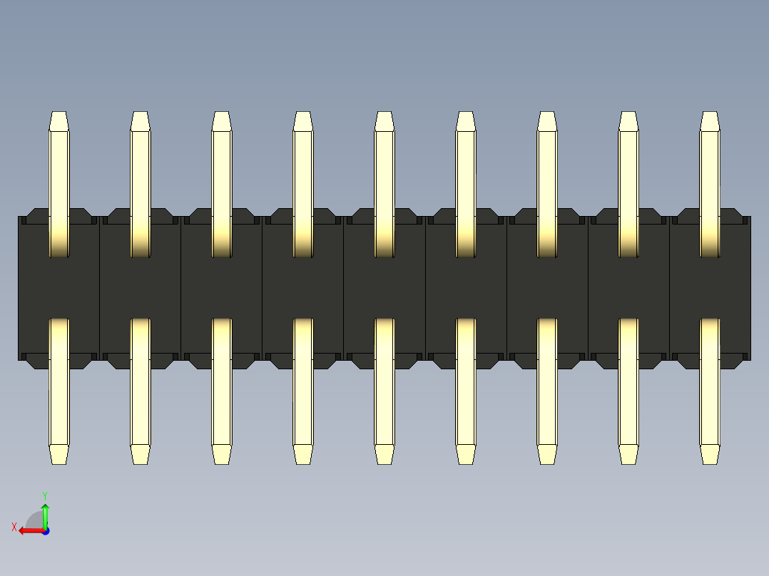 彩色公排针 100mil 2.54mm 系列-DS1022_black_18p_100mil_TypeSMT_rev1.0后视图