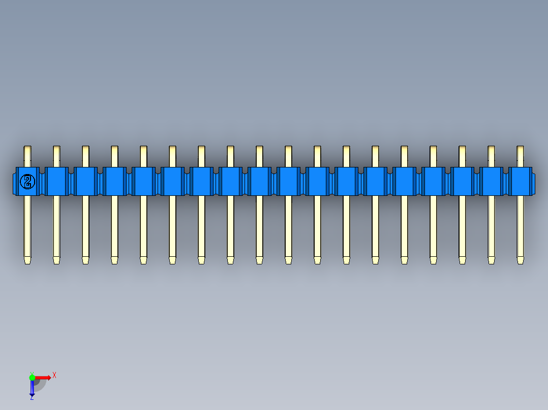 彩色公排针 100mil 2.54mm 系列-DS1022_blue_1x18p_100mil_TypeD_rev1.0俯视图