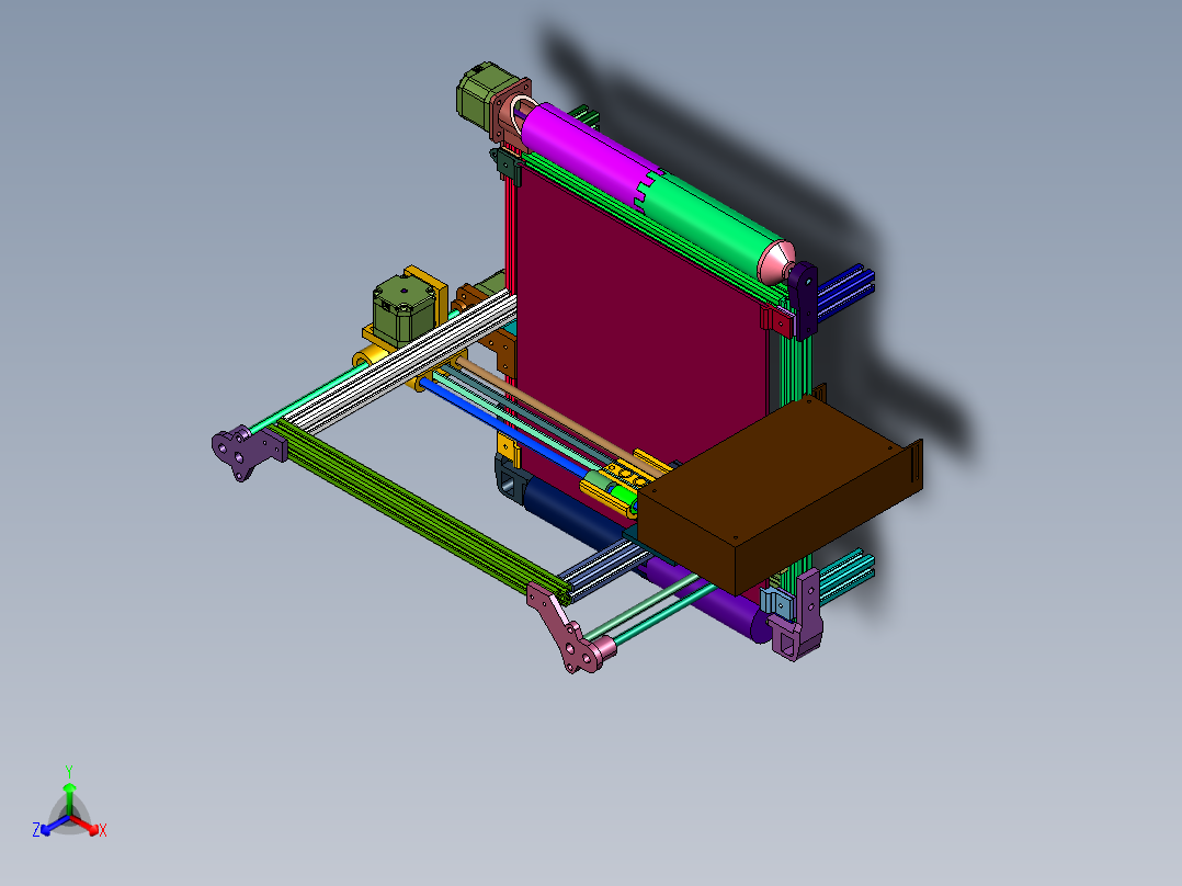 流水线式传送带3d打印机正等轴测图