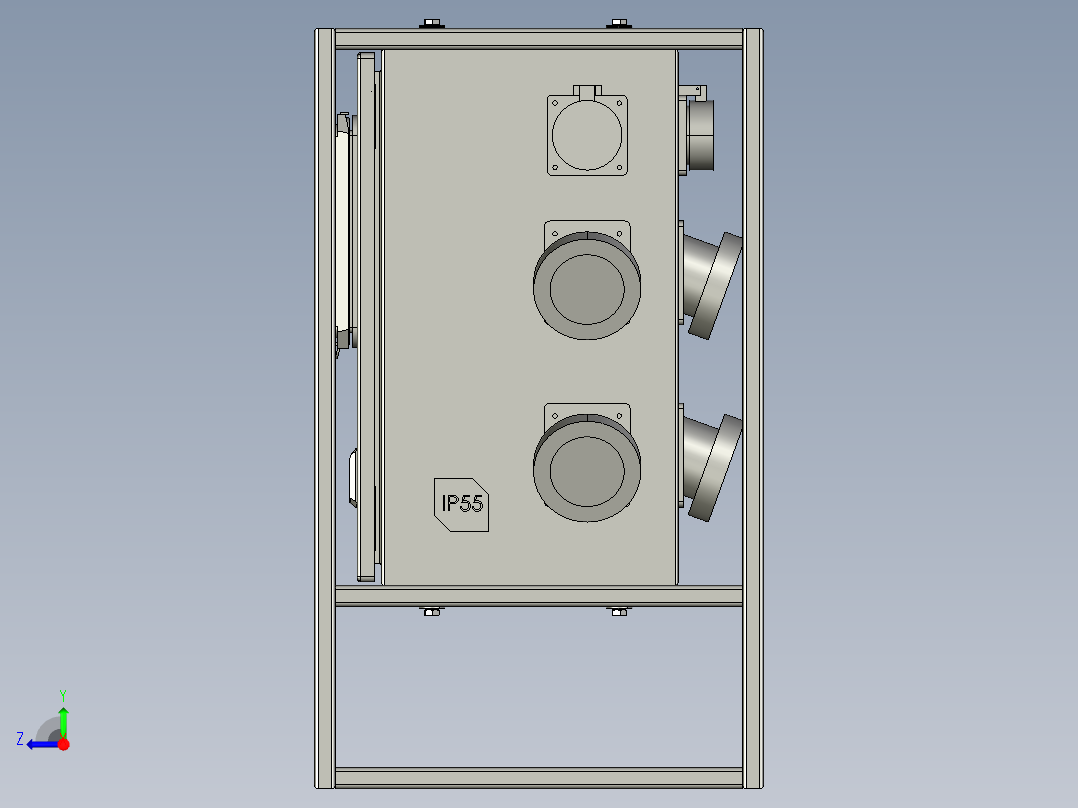 带插座的紧凑型保护电气面板 IP55右视图