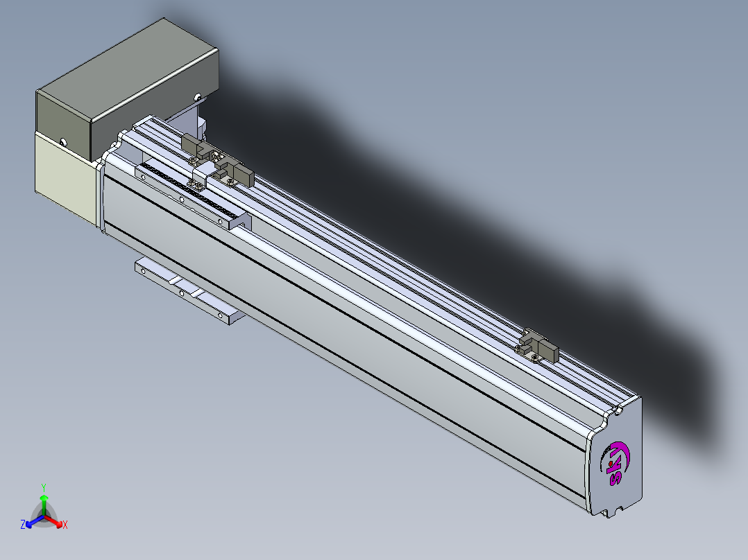同步带滑台-半封闭B10H-L45-S350-RD-P40-D3正等轴测图
