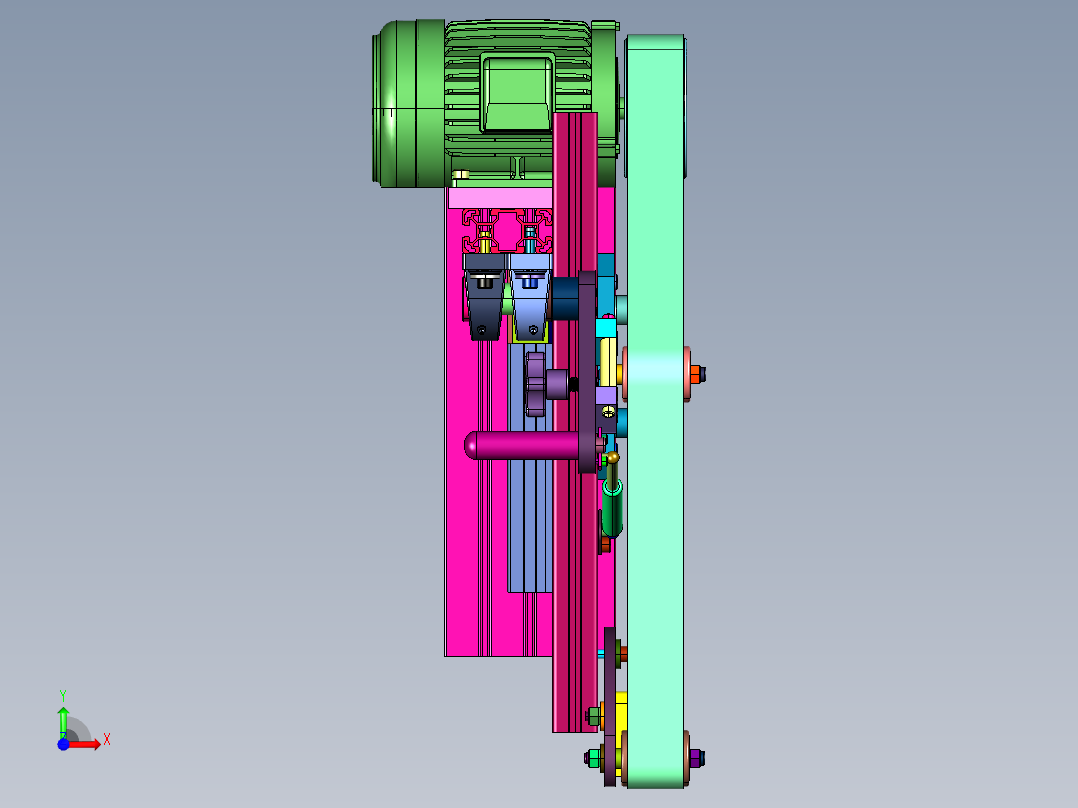 旋转式砂带磨床机构前视图